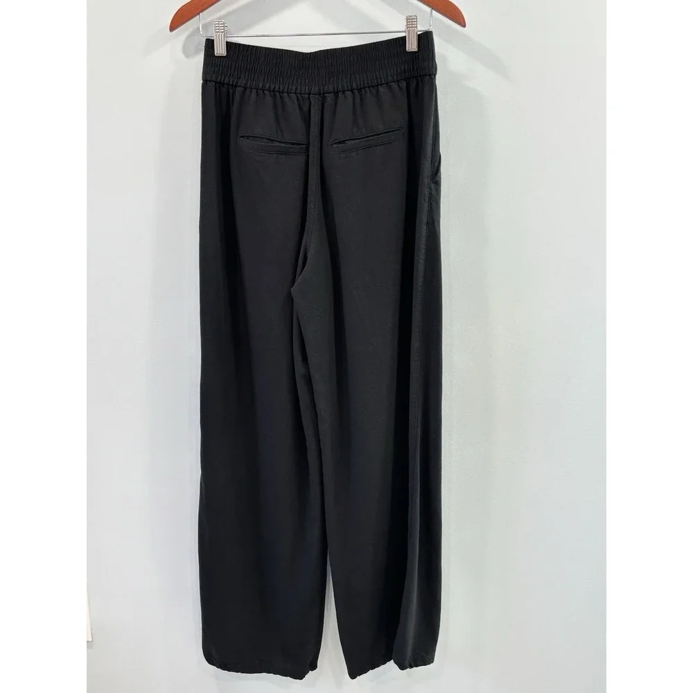 Madewell Black Wide Leg Pull On Pants Size Small Tall Viscose Lyocell Trousers - Picture 5 of 11